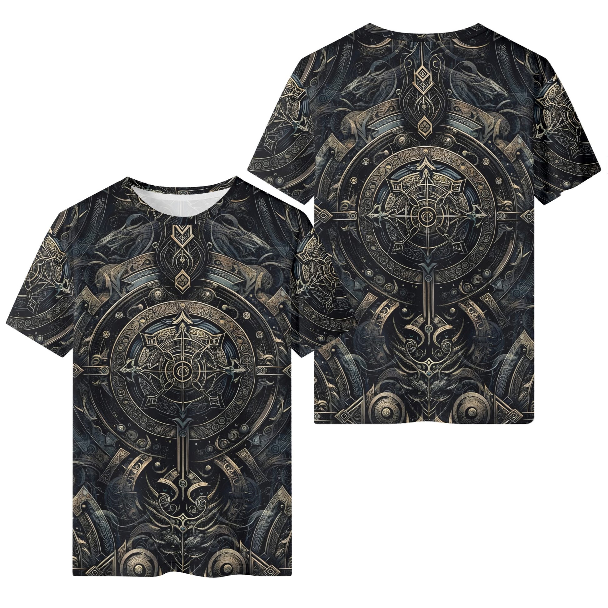 Loud and Lethal Chronicles of the Ether Lycra T-SHIRT unisex with intricate dark steampunk design front and back