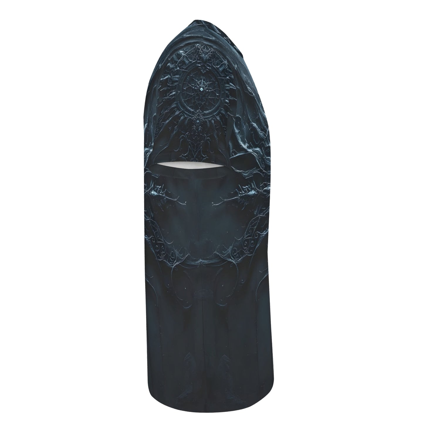 Loud and Lethal Darkened Essence Lycra T-Shirt with intricate embossed design in black