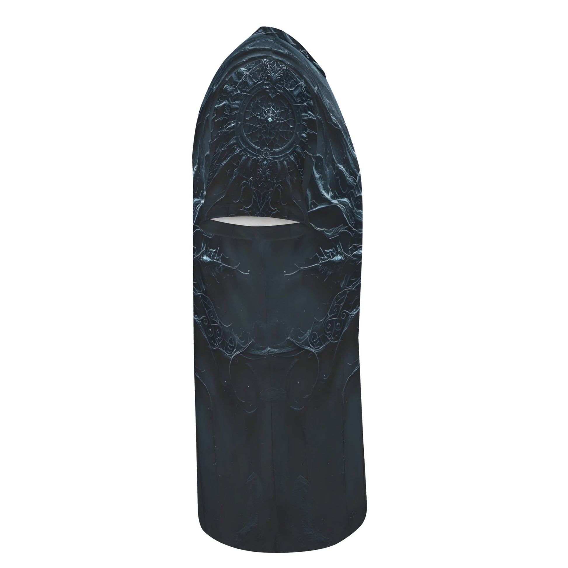 Loud and Lethal Darkened Essence Lycra T-Shirt with intricate embossed design in black