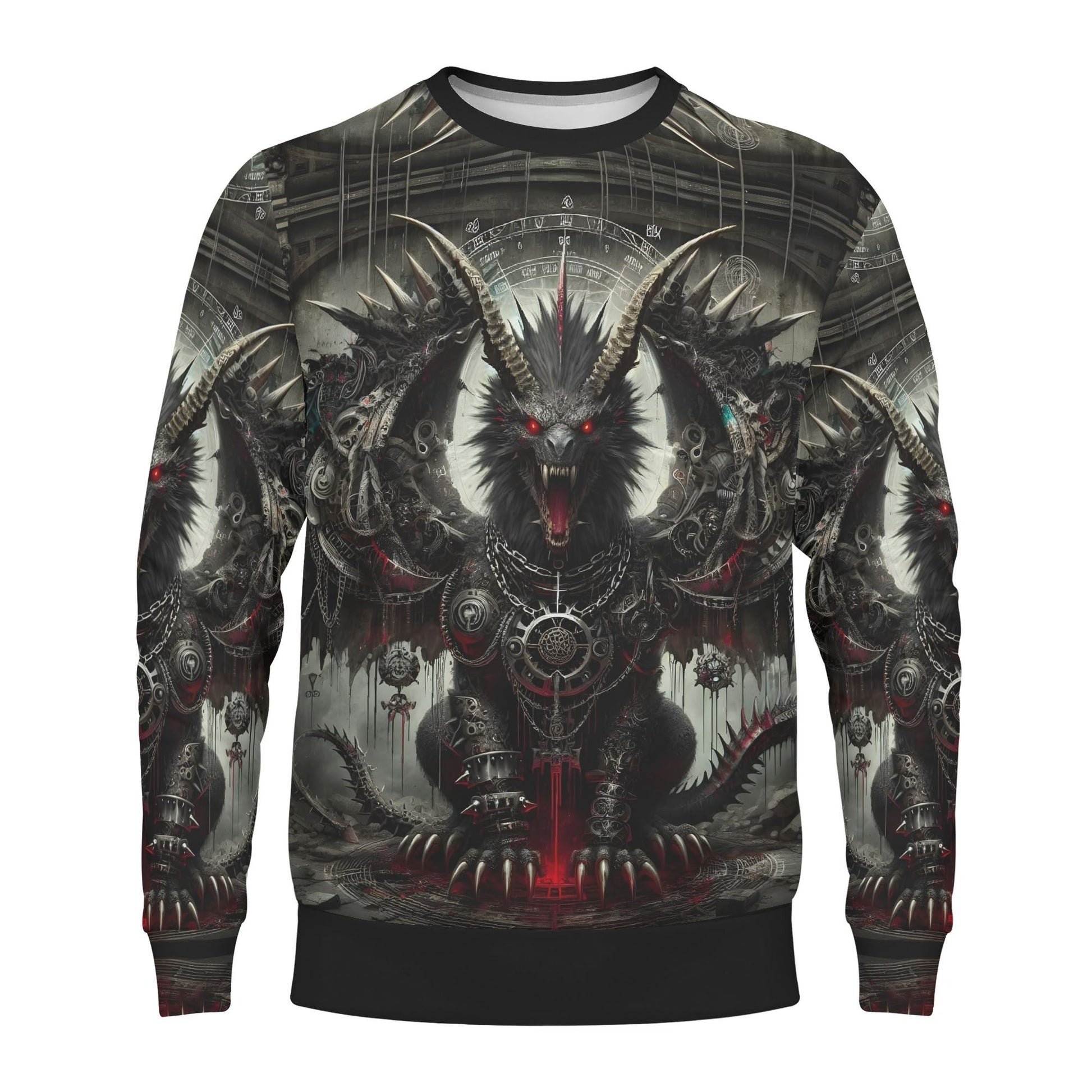 Loud and Lethal unisex Mythical Monsters Manticore Cotton Terry Sweatshirt with detailed dark manticore graphic