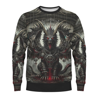 Loud and Lethal unisex Mythical Monsters Manticore Cotton Terry Sweatshirt with detailed dark manticore graphic