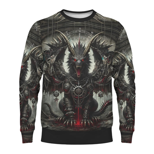 Loud and Lethal unisex Mythical Monsters Manticore Cotton Terry Sweatshirt with detailed dark manticore graphic