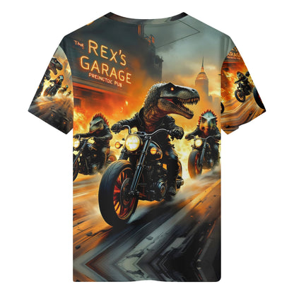 Dino Throttle Organic Cotton Kids T-Shirt with dinosaur riders on motorcycles graphic by Loud and Lethal