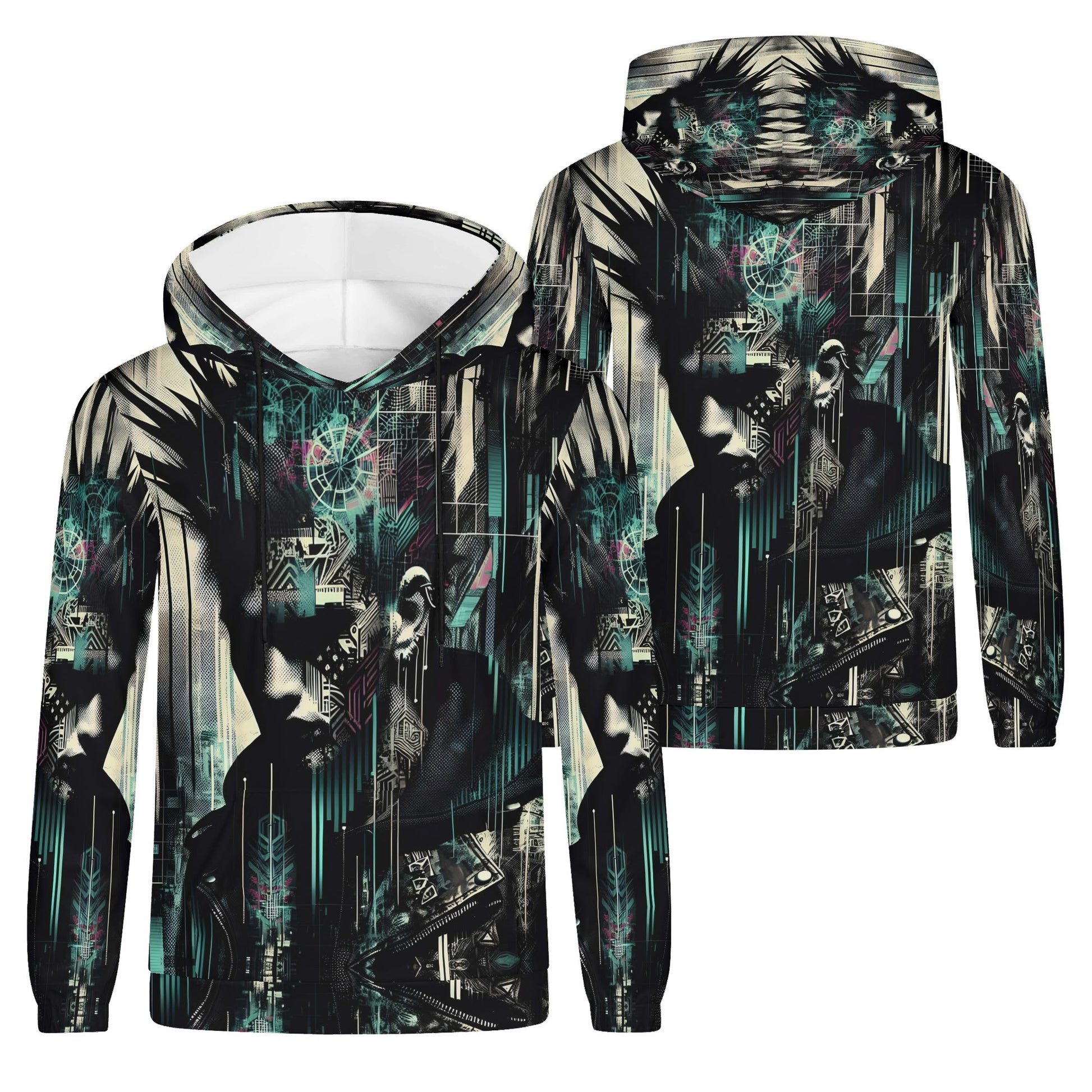 Loud and Lethal unisex distorted dreams cotton terry hoodie with abstract futuristic digital art print