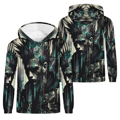 Loud and Lethal unisex distorted dreams cotton terry hoodie with abstract futuristic digital art print