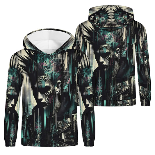 Loud and Lethal unisex distorted dreams cotton terry hoodie with abstract futuristic digital art print