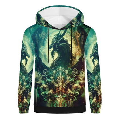 Loud and Lethal Dragons Domain cotton terry hoodie with detailed dragon graphic and mystical design