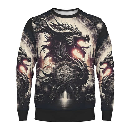Loud and Lethal Dragons Dominion Cotton Terry Sweatshirt unisex black dragon graphic pullover