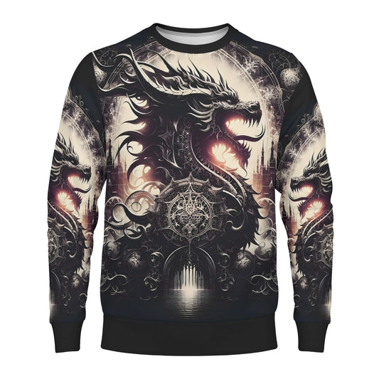 Loud and Lethal Dragons Dominion Cotton Terry Sweatshirt unisex black dragon graphic pullover