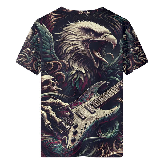 Eagle Rock 100 Cotton T-Shirt featuring detailed eagle and guitar graphic by Loud and Lethal