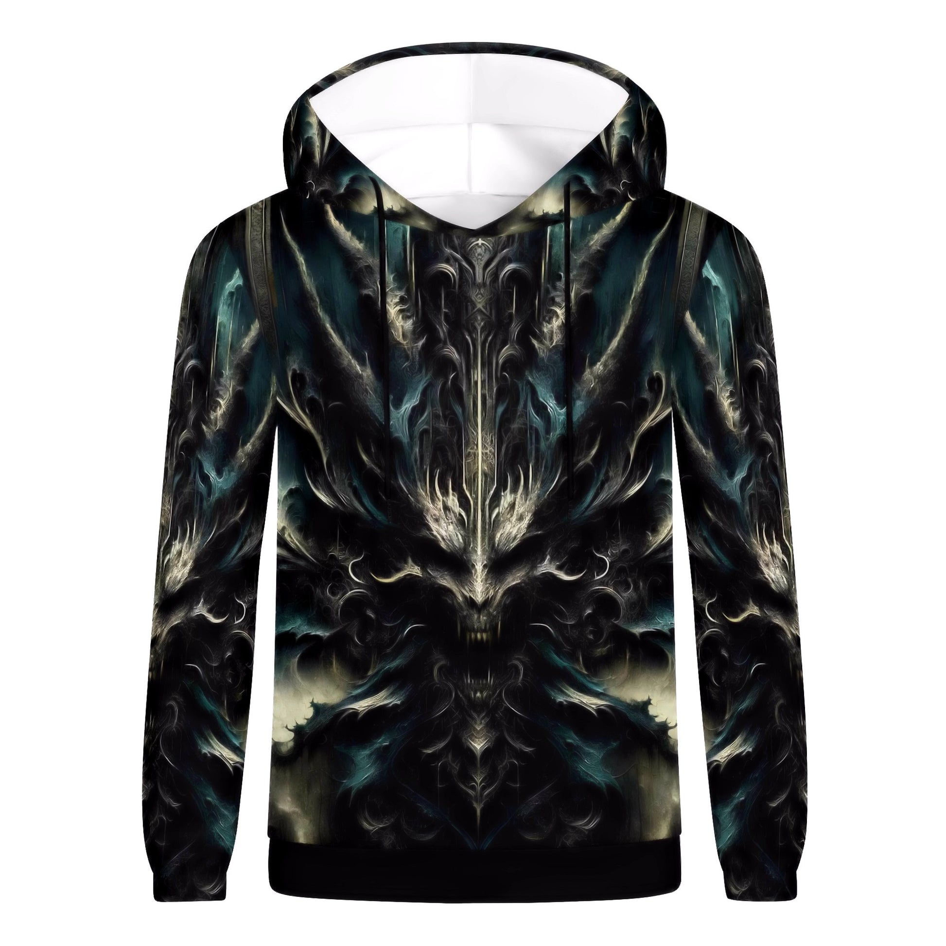 Unisex Echoes of the Underworld Cotton Terry Hoodie by Loud and Lethal with dark fantasy skull design