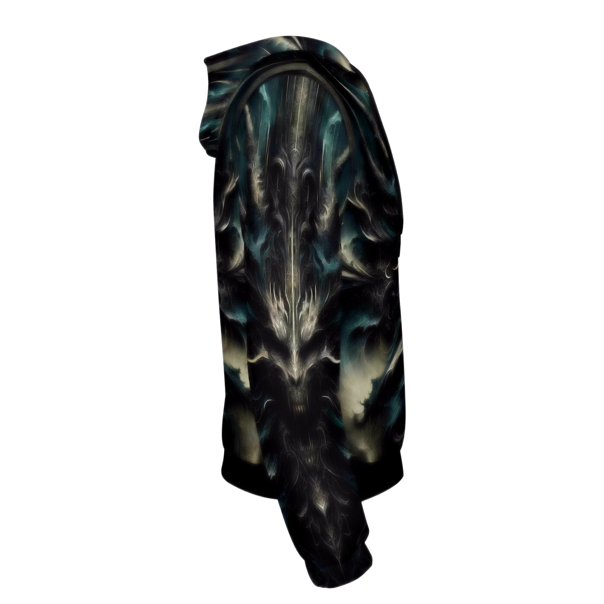 Unisex Echoes of the Underworld Cotton Terry Hoodie by Loud and Lethal with dark mystical design