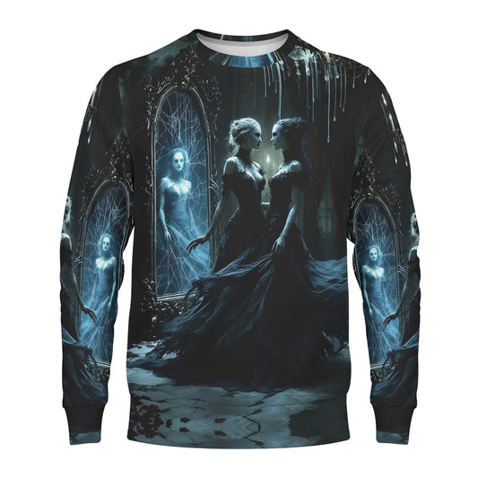 Ghosts in the Glass Poly French Terry Sweatshirt by Loud and Lethal featuring gothic mirrored ghost women design