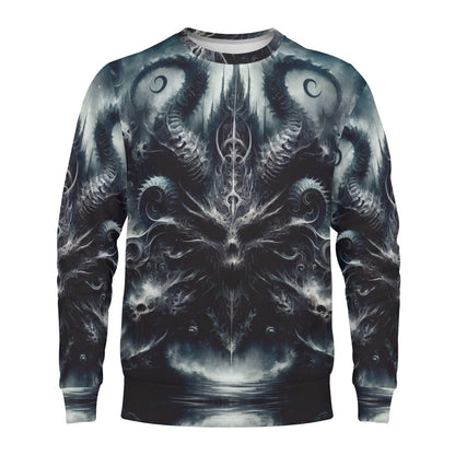 Loud and Lethal unisex sweatshirt with dark tentacle skull print Ashen Spiral of the Endborn Poly French Terry Sweatshirt.