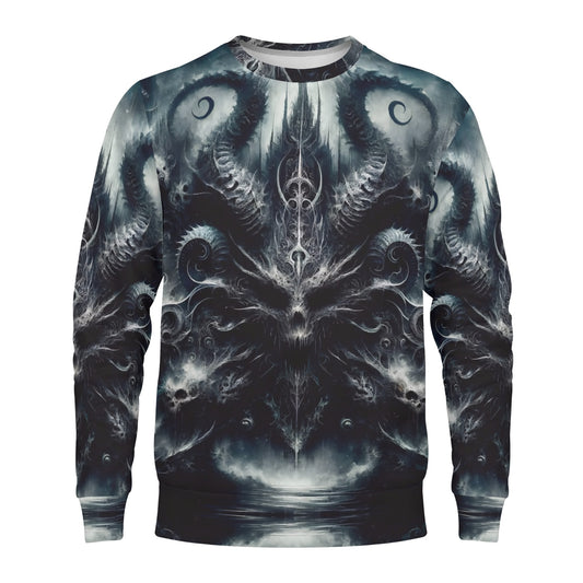 Loud and Lethal unisex sweatshirt with dark tentacle skull print Ashen Spiral of the Endborn Poly French Terry Sweatshirt.
