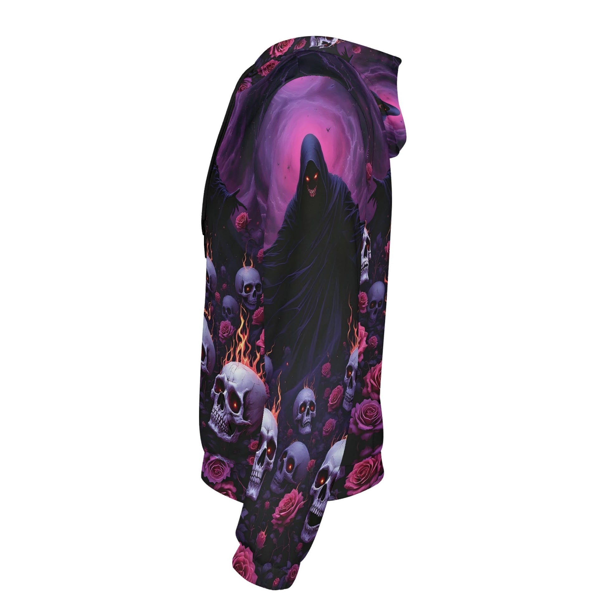 Loud and Lethal Eternal Defiance Cotton Terry hoodie with dark hooded figure and skull design