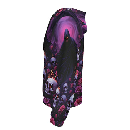 Loud and Lethal Eternal Defiance Cotton Terry hoodie with dark hooded figure and skull design