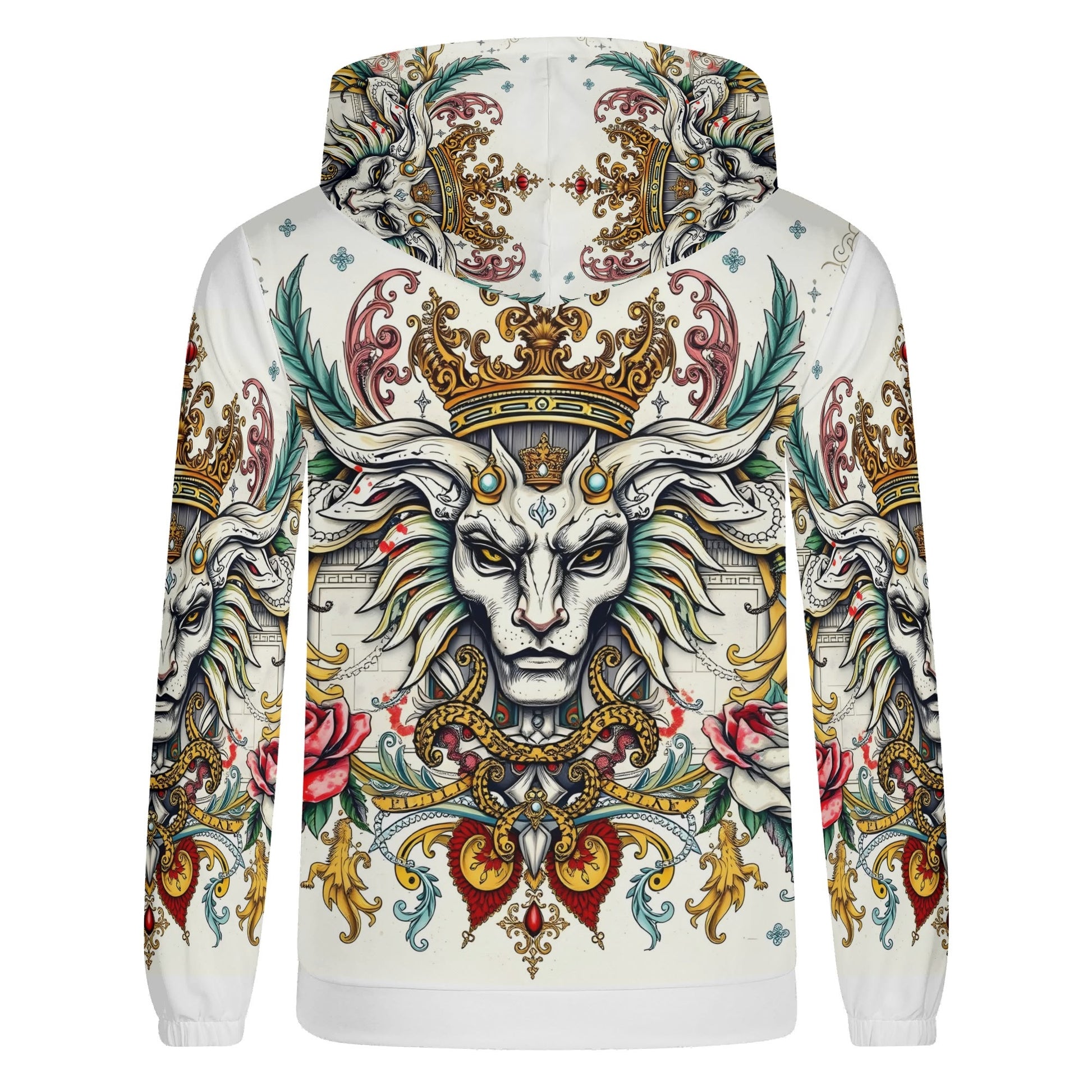 Mystical Majesty Poly French Terry Hoodie Limited Edition unisex Loud and Lethal hoodie with crowned lion and rose filigree