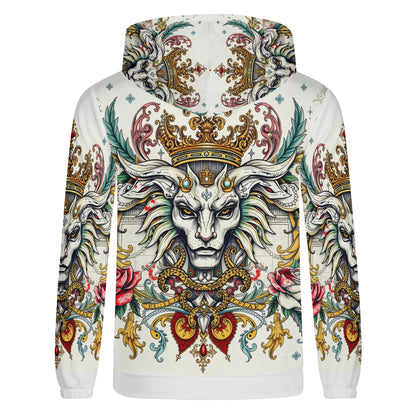 Mystical Majesty Poly French Terry Hoodie Limited Edition unisex Loud and Lethal hoodie with crowned lion and rose filigree