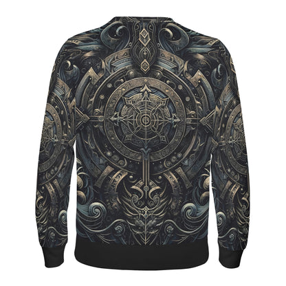 Loud and Lethal unisex sweater with ornate compass medallion print Chronicles of the Ether Poly French Terry Sweatshirt