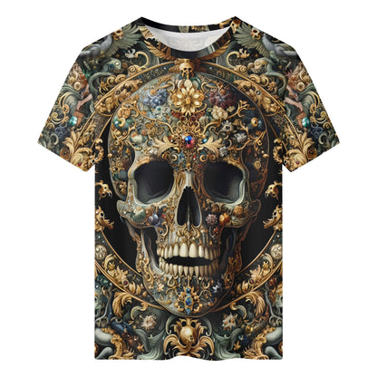 Forbidden Luxury 100 Cotton T-Shirt featuring a detailed ornate skull design on a unisex tee by Loud and Lethal