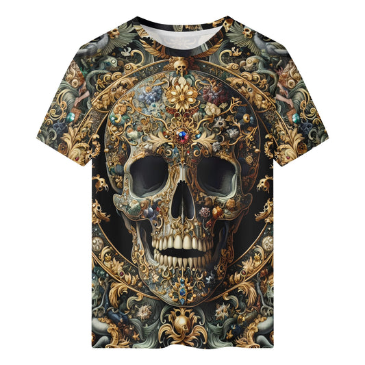 Forbidden Luxury 100 Cotton T-Shirt featuring a detailed ornate skull design on a unisex tee by Loud and Lethal