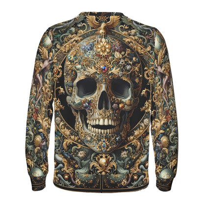 Unisex Forbidden Luxury Poly French Terry Sweatshirt by Loud and Lethal with intricate ornate skull and floral design