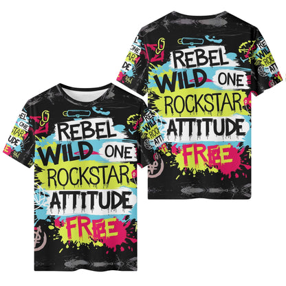 Freedom Pulse Organic Cotton Kids T-Shirt with colorful rebel wild rockstar attitude graphic print by Loud and Lethal