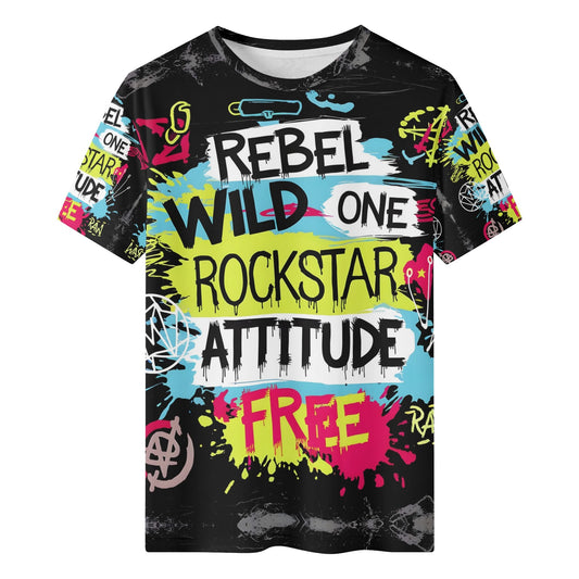 Freedom Pulse Organic Cotton Kids T-Shirt with colorful rebel wild rockstar attitude graphic