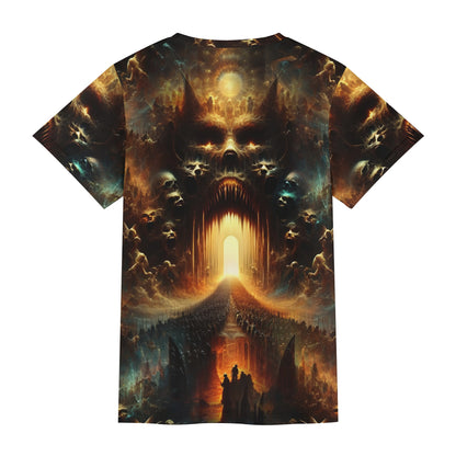 Loud and Lethal Ghost Division 100 Cotton T-Shirt with dark fantasy skull and fiery gate design