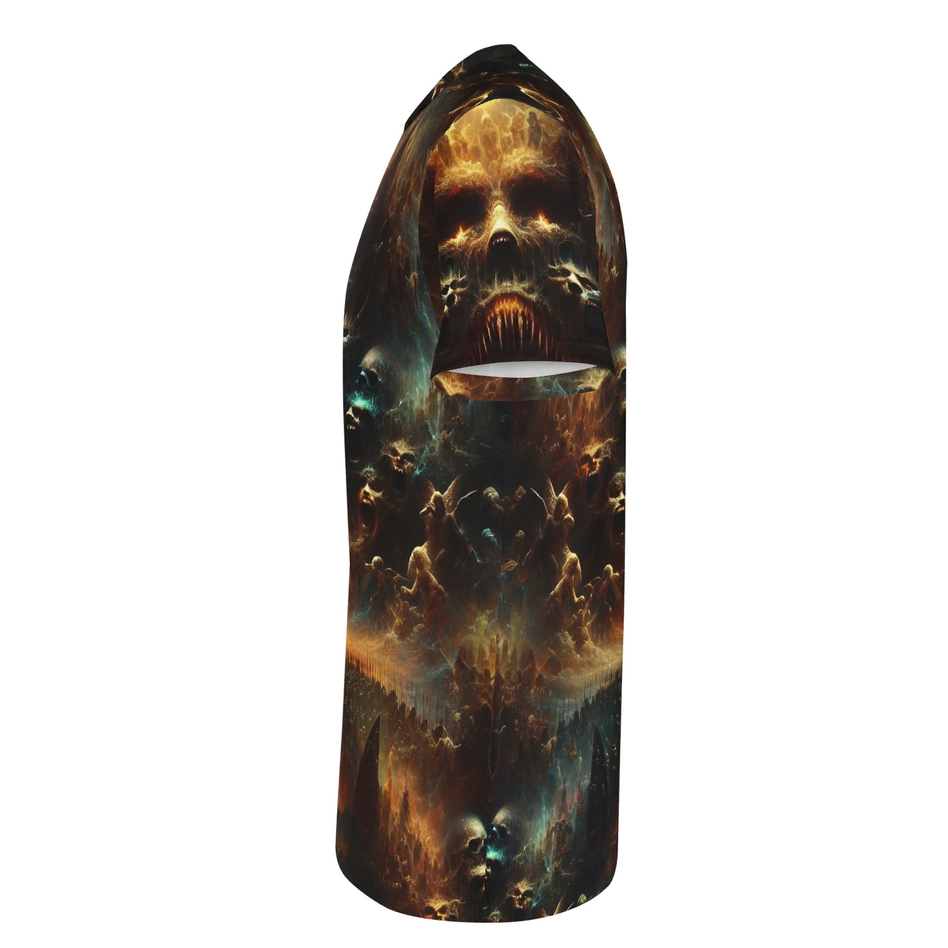 Loud and Lethal Ghost Division 100 Cotton T-Shirt with dark fiery skull and skulls design on side