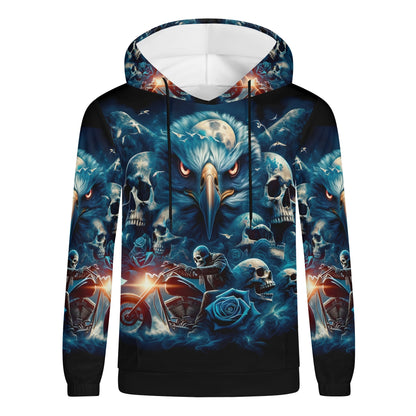 Ghost in the Wind Cotton Terry Hoodie by Loud and Lethal with dark eagle and skull biker design
