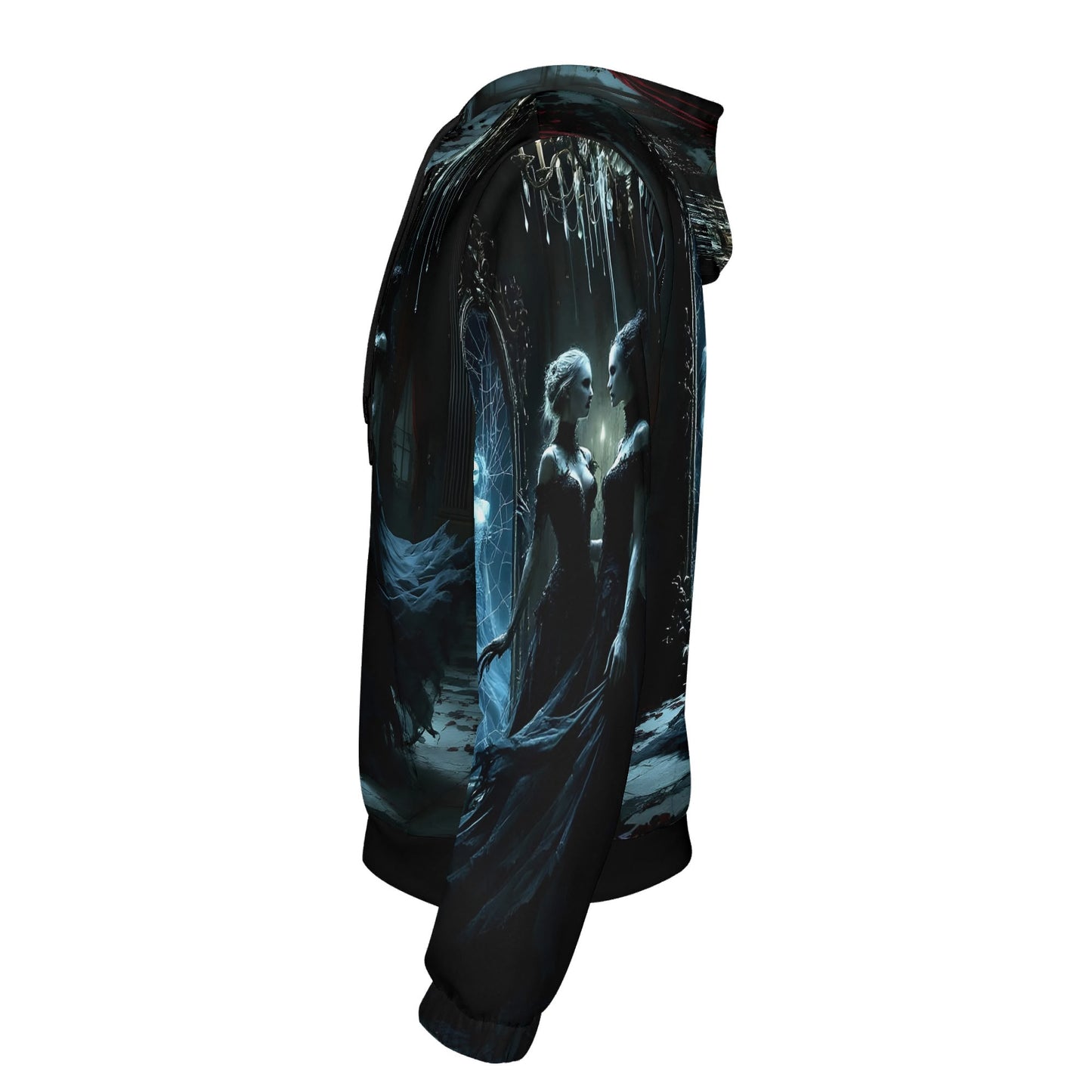 Ghosts in the Glass Poly French Terry hoodie by Loud and Lethal featuring dark mystical artwork on unisex hoodie