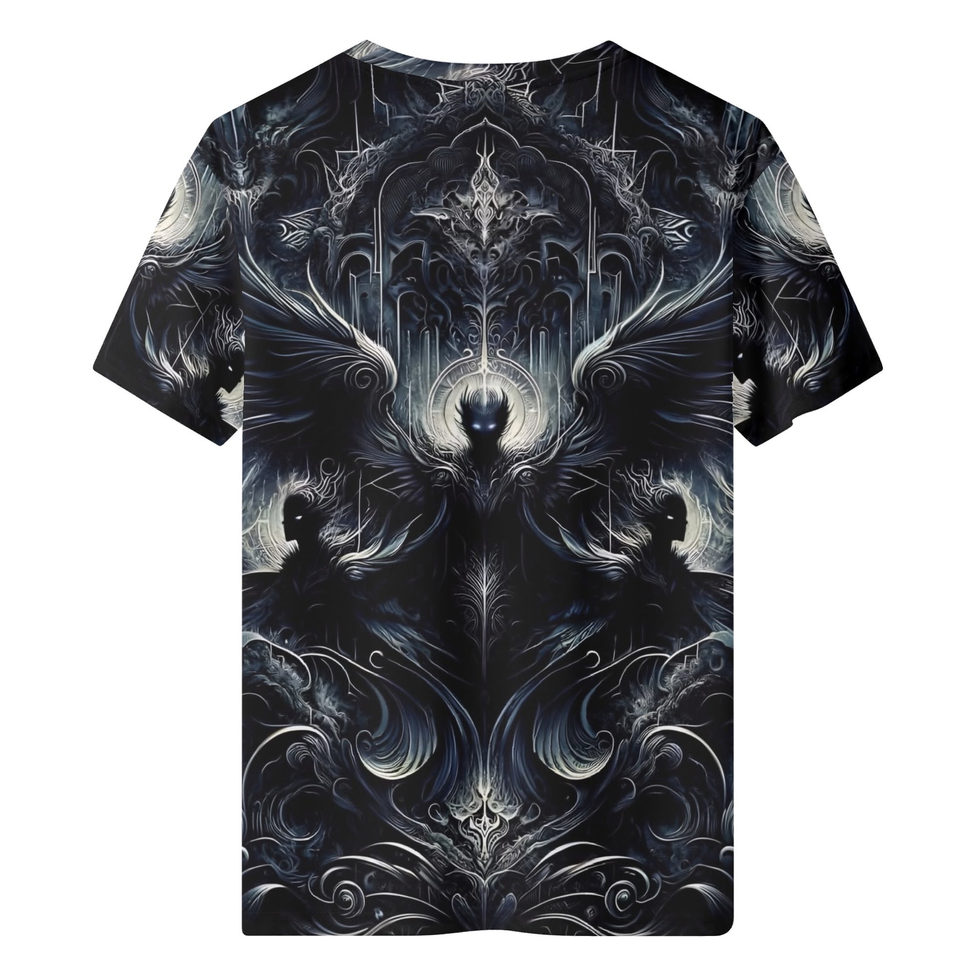 Gilded Wings of Dusk Organic Cotton T-Shirt featuring dark fantasy winged design by Loud and Lethal