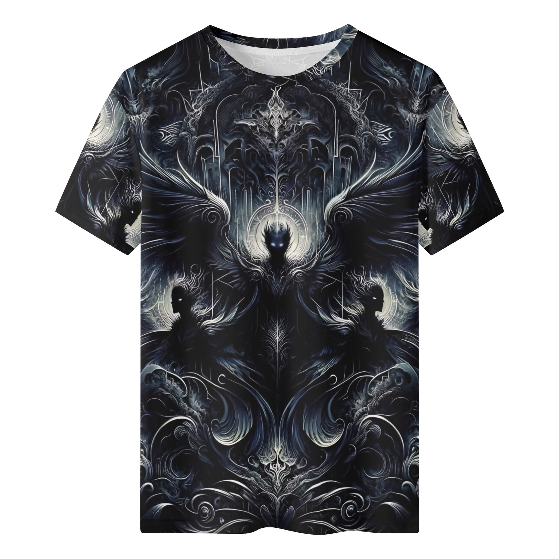 Gilded Wings of Dusk Organic Cotton T-Shirt by Loud and Lethal with dark fantasy winged design