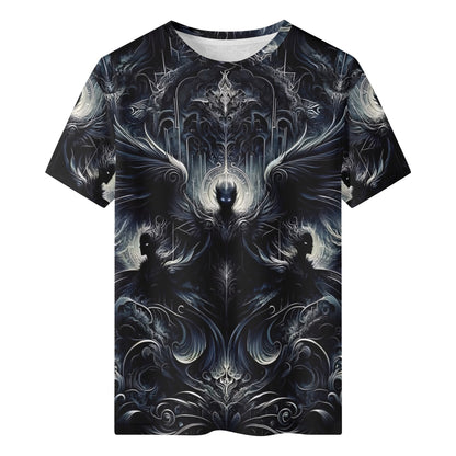Gilded Wings of Dusk Organic Cotton T-Shirt by Loud and Lethal with dark fantasy winged design
