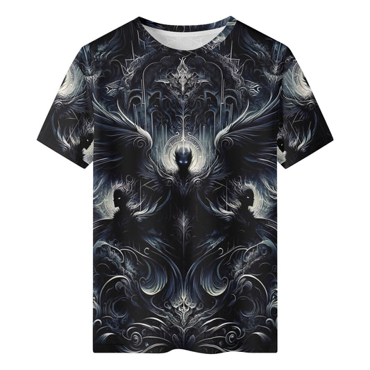 Gilded Wings of Dusk Organic Cotton T-Shirt by Loud and Lethal with dark fantasy winged design