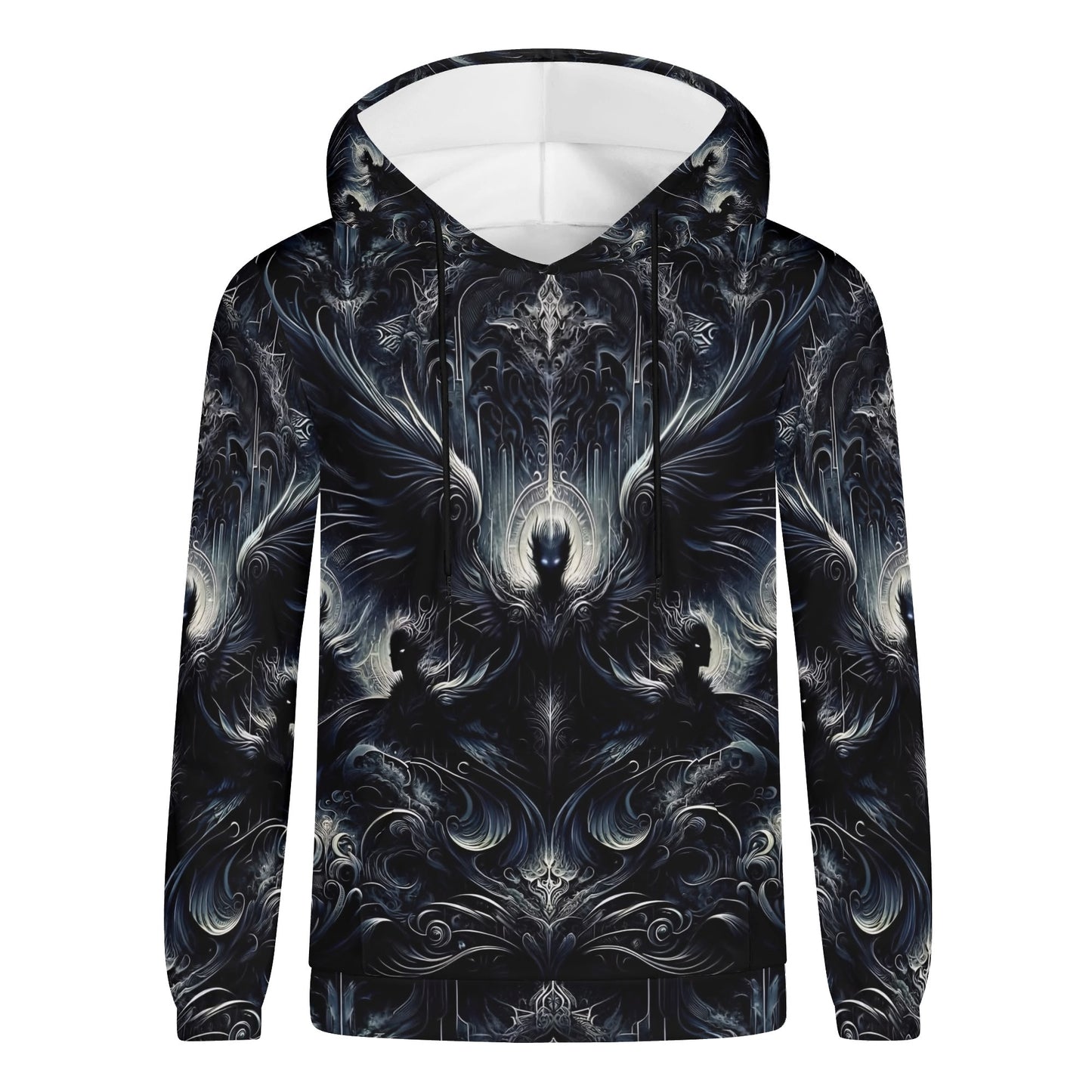 Loud and Lethal Gilded Wings of Dusk Poly French Terry Hoodie with dark intricate winged design unisex hoodie