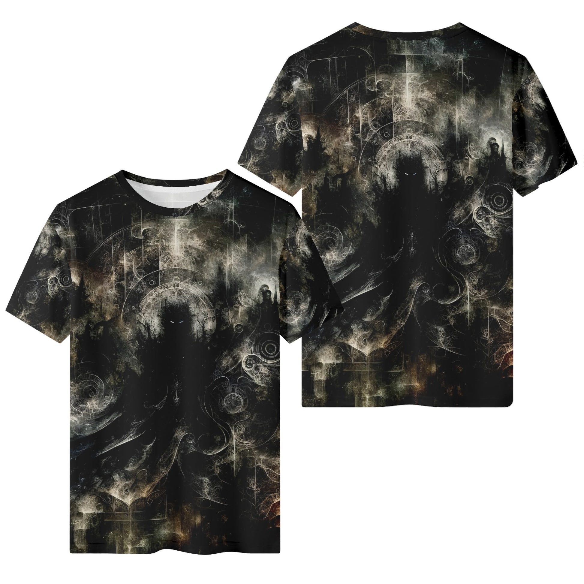 Gothic Apparition 100 Cotton T-Shirt by Loud and Lethal featuring dark ghostly figure design on black unisex tee
