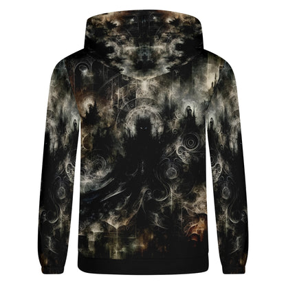 Loud and Lethal Gothic Apparition Cotton Terry Hoodie unisex black with dark ghostly design