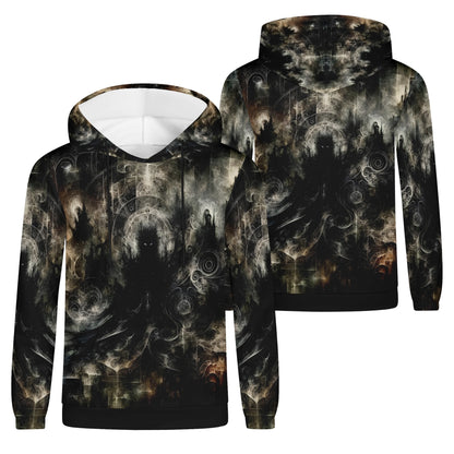 Unisex Gothic Apparition Cotton Terry Hoodie by Loud and Lethal with dark, eerie ghostly design