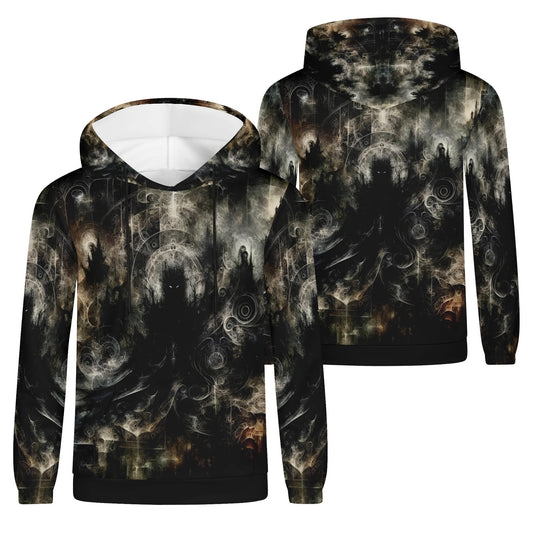 Unisex Gothic Apparition Cotton Terry Hoodie by Loud and Lethal with dark, eerie ghostly design