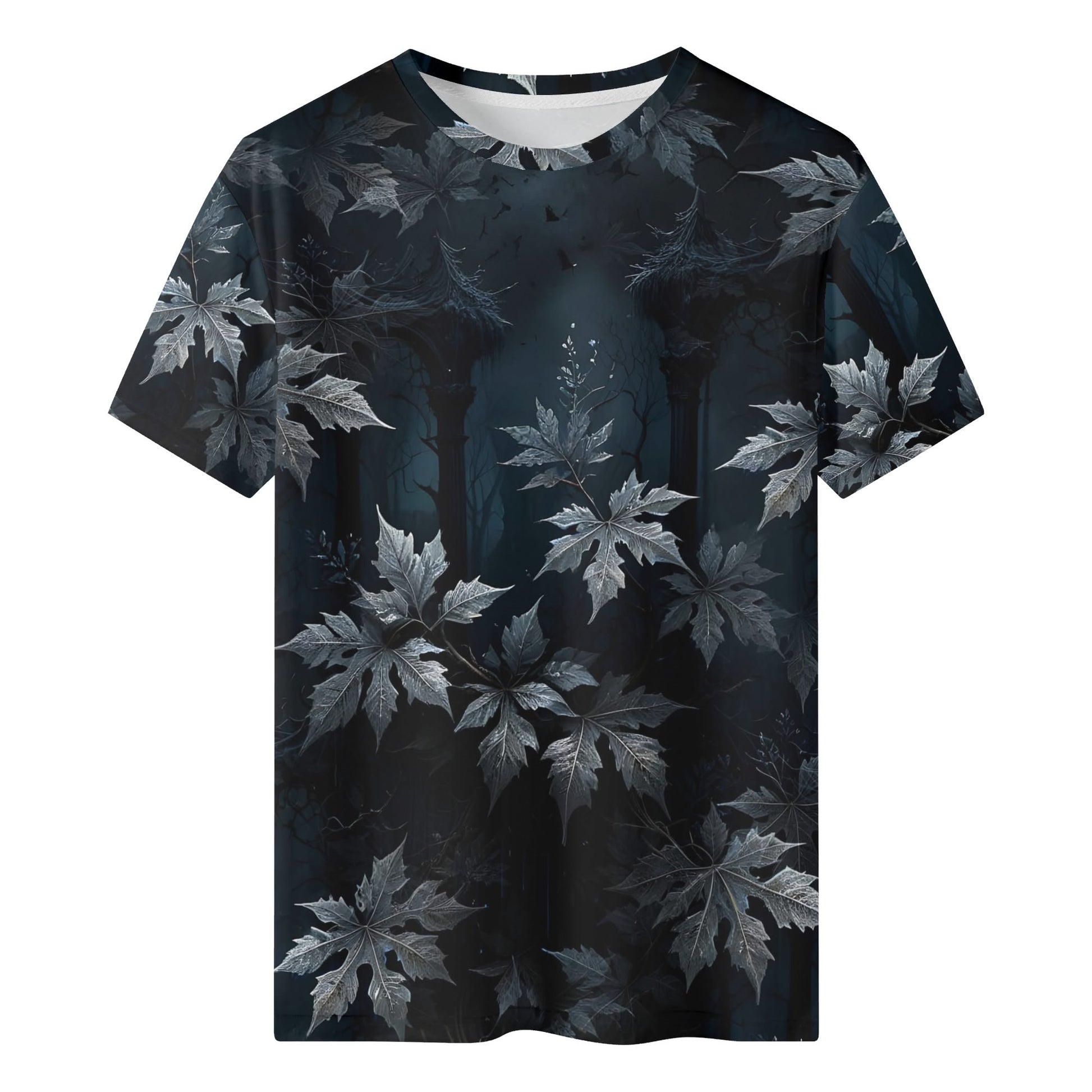 Loud and Lethal Gothic Overgrowth 100 Cotton T-Shirt with dark leaf pattern unisex design
