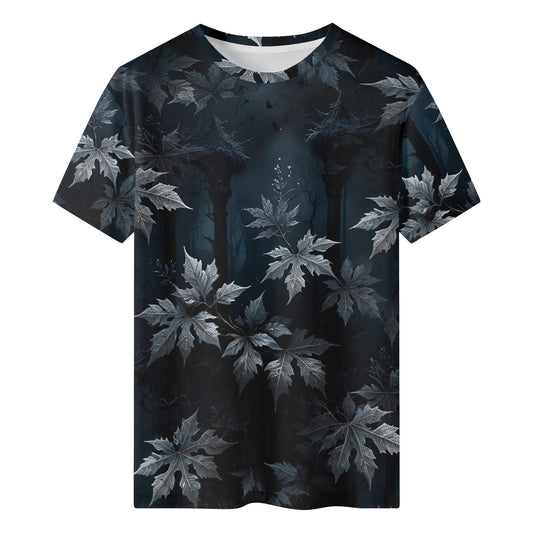 Loud and Lethal Gothic Overgrowth 100 Cotton T-Shirt with dark leaf pattern unisex design