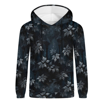 Unisex Gothic Overgrowth Cotton Terry Hoodie hoodie with dark floral overgrowth pattern and adjustable hood