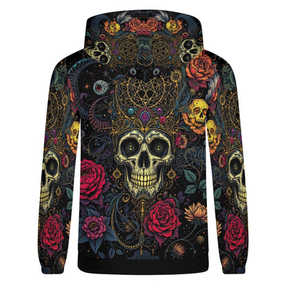 Infernal Bloom Poly French Terry hoodie by Loud and Lethal featuring skull and floral gothic design