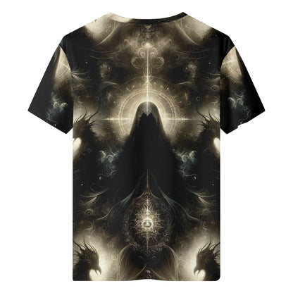 Loud and Lethal Keeper of the Obsidian Wings Lycra T-Shirt with dark mystical winged design on unisex fit