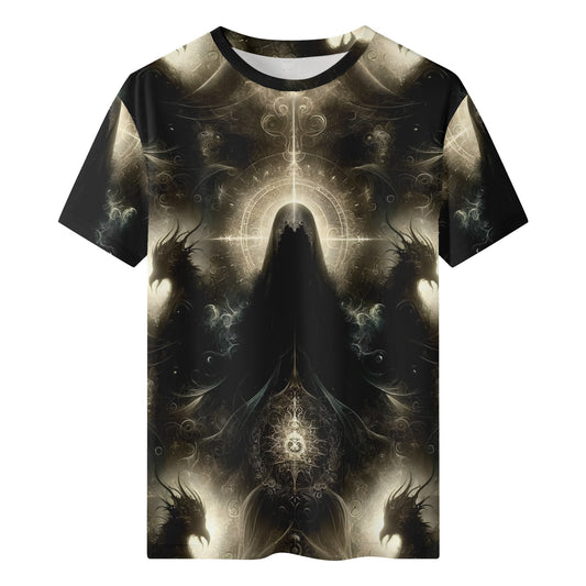 Keeper of the Obsidian Wings Lycra T-Shirt by Loud and Lethal with dark fantasy winged design