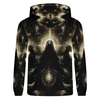 Keeper of the Obsidian Wings Poly French Terry hoodie with dark mystical winged design by Loud and Lethal
