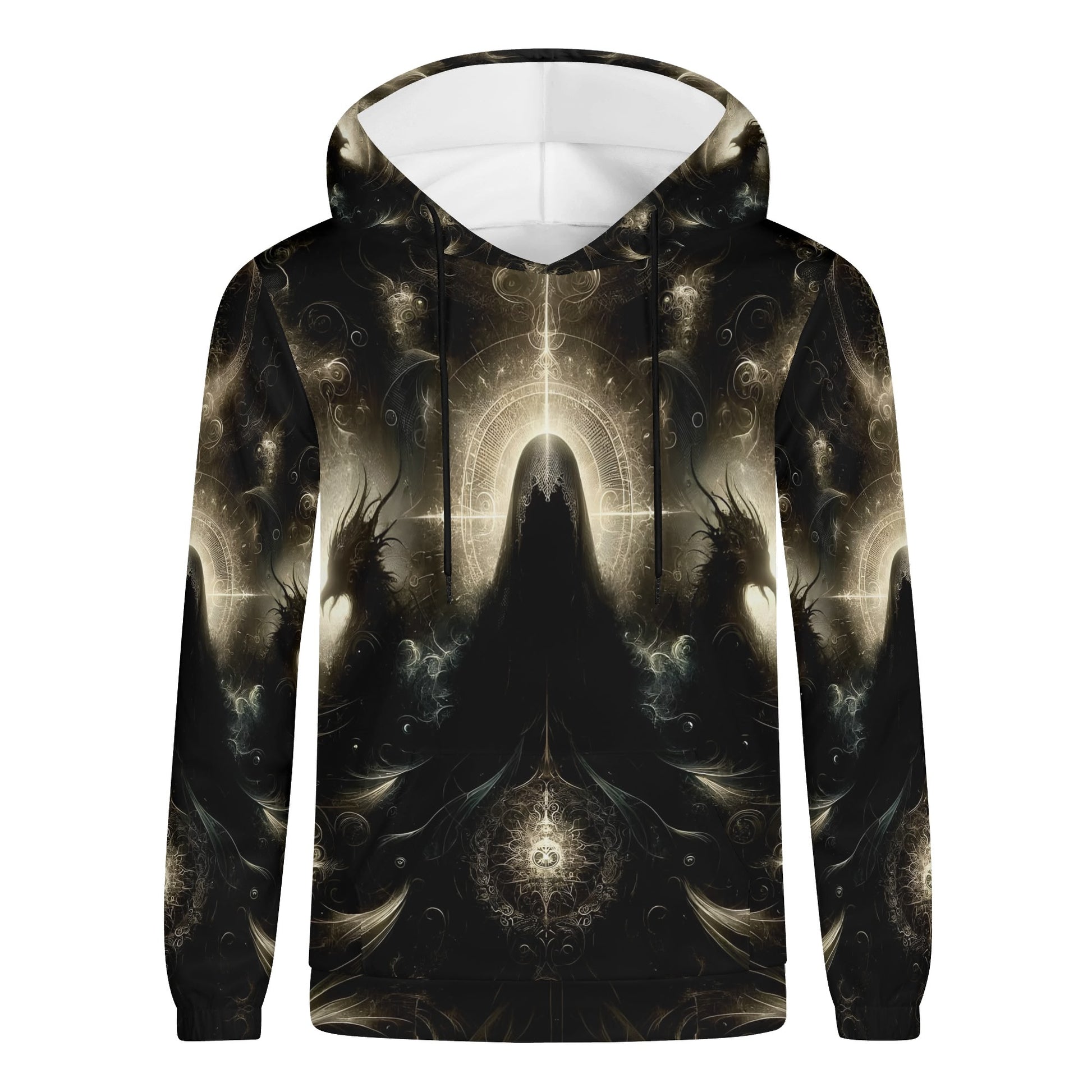 Keeper of the Obsidian Wings Poly French Terry hoodie by Loud and Lethal with dark mystical winged design